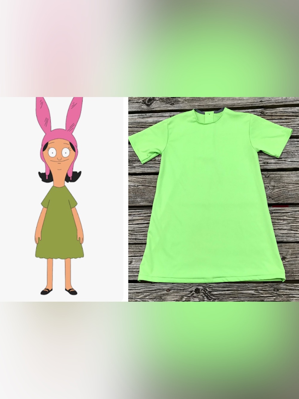 Girls 12 Handmade Lime Green Dress Bobs Burgers Louise Belcher Costume Cosplay
